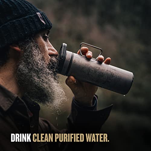 GRAYL UltraPress Titanium 16.9 oz Water Purifier & Filter Bottle for Hiking, Backpacking, Survival, Bushcraft, Travel