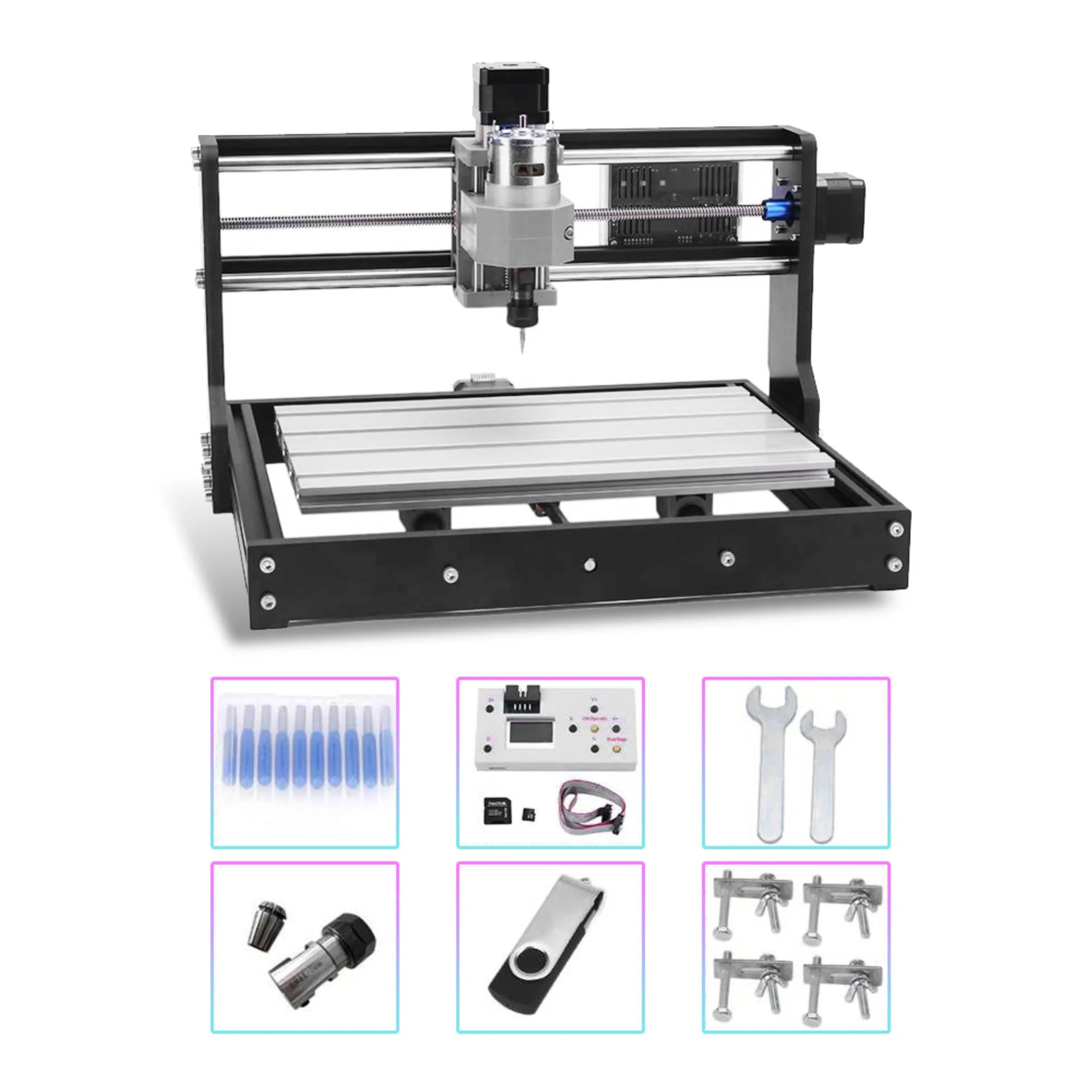 3018 Pro DIY Mini CNC Router Machine 3 Axis Milling Cutter Wood Engraver - Offline Controller - Curated Treasures Market