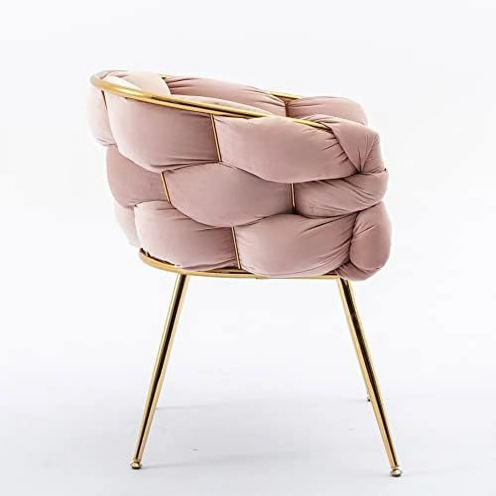 TJUNBOLIFE Velvet Accent Chair with Gold Legs - Stylish Cosmetic Chair for Desk  Living Room  or Bedroom - Silla de Acento or Silla Decorativa ()