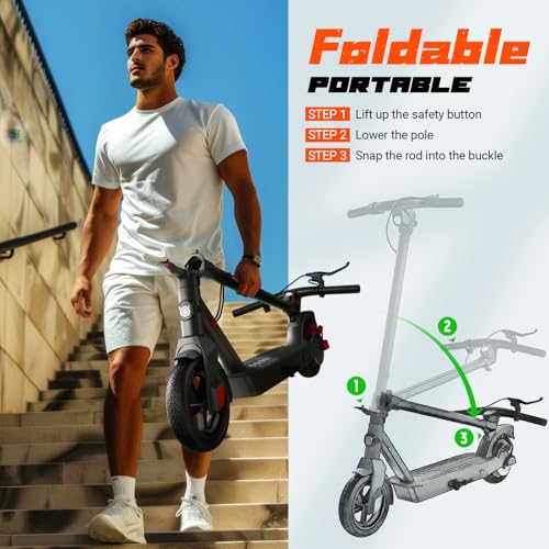 SISIGAD Electric Scooter Adults 10" Tires, 600W Peak Motor, Max 22 MPH Speed, 30 Miles Long Range, Portable Folding E-Scooter for Commuting with Dual Brakes, LCD Display APP Control