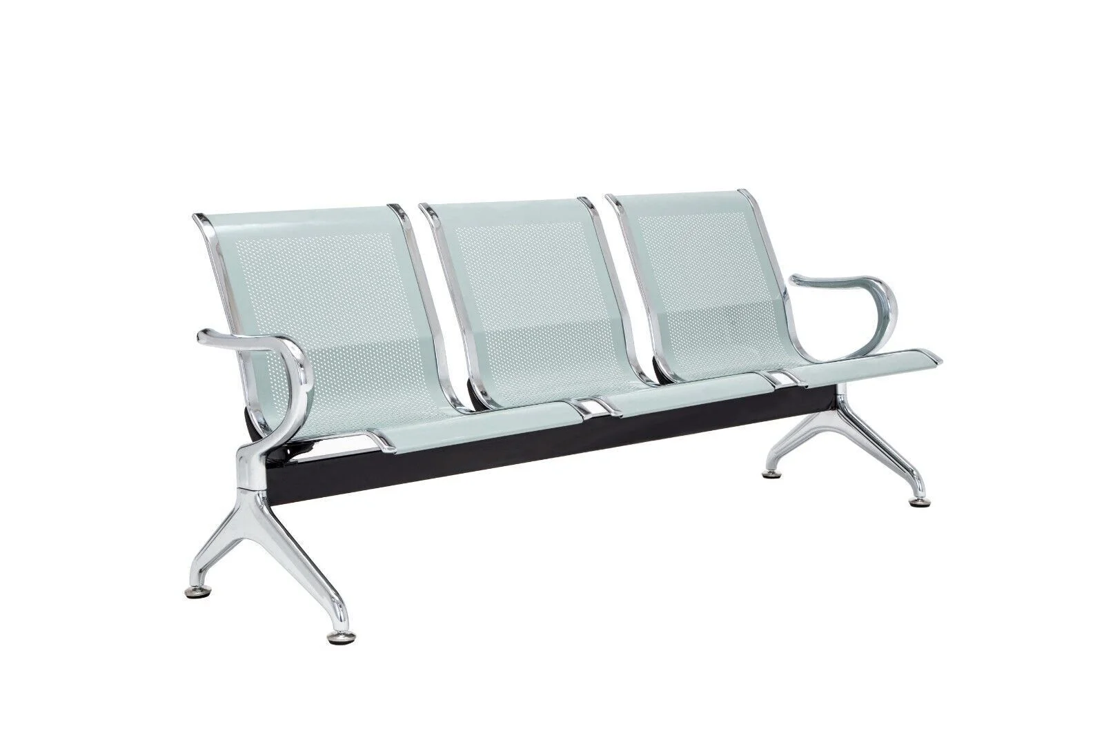 Miumaeov Office Reception Chair 3-Seat Guest Reception Chairs Waiting Room Chairs Steel Reception Bench with Arms for Airports Hospitals Barber Stores Silver