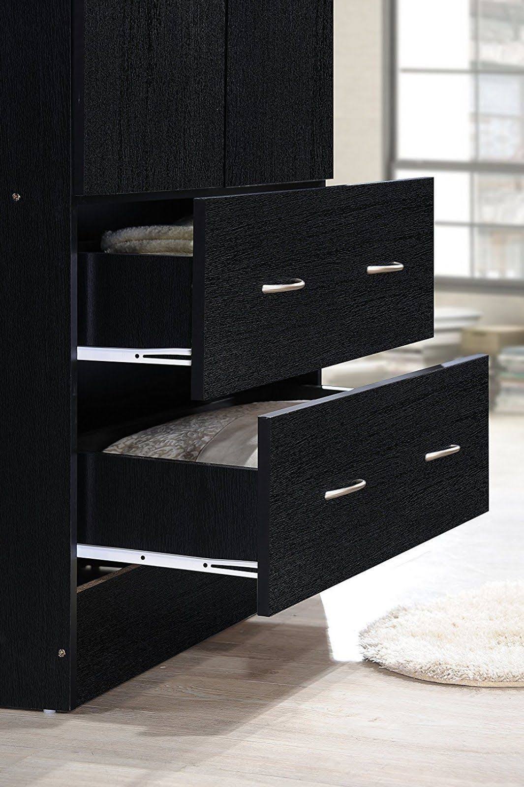 Hodedah 2-Door Wardrobe Armoire, Black