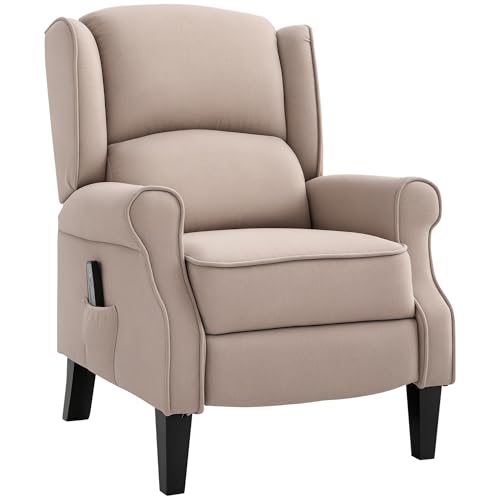 HOMCOM Vibration Massage Recliner Chair for Living Room with Heat, Wingback Single Sofa, Modern Suede Fabric Push Back Reclining Chair with Footrest, Side Pocket, Black
