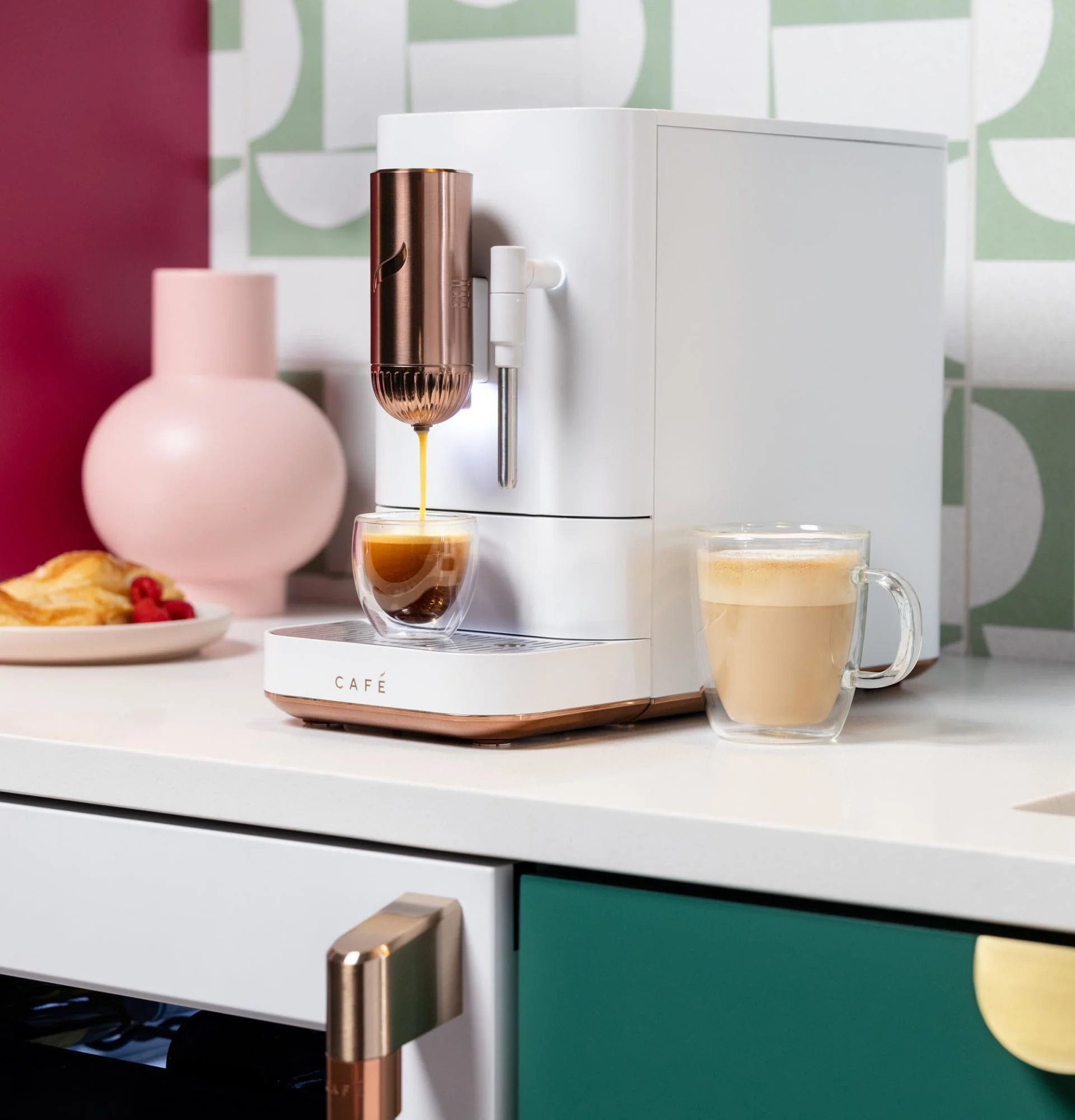 Café Affetto Automatic Espresso Machine + Milk Frother | Built-In & Adjustable Espresso Bean Grinder | One-Touch Brew in 90 Seconds | Matte Black, 1.2 Liter, (C7CEBBS3RD3)