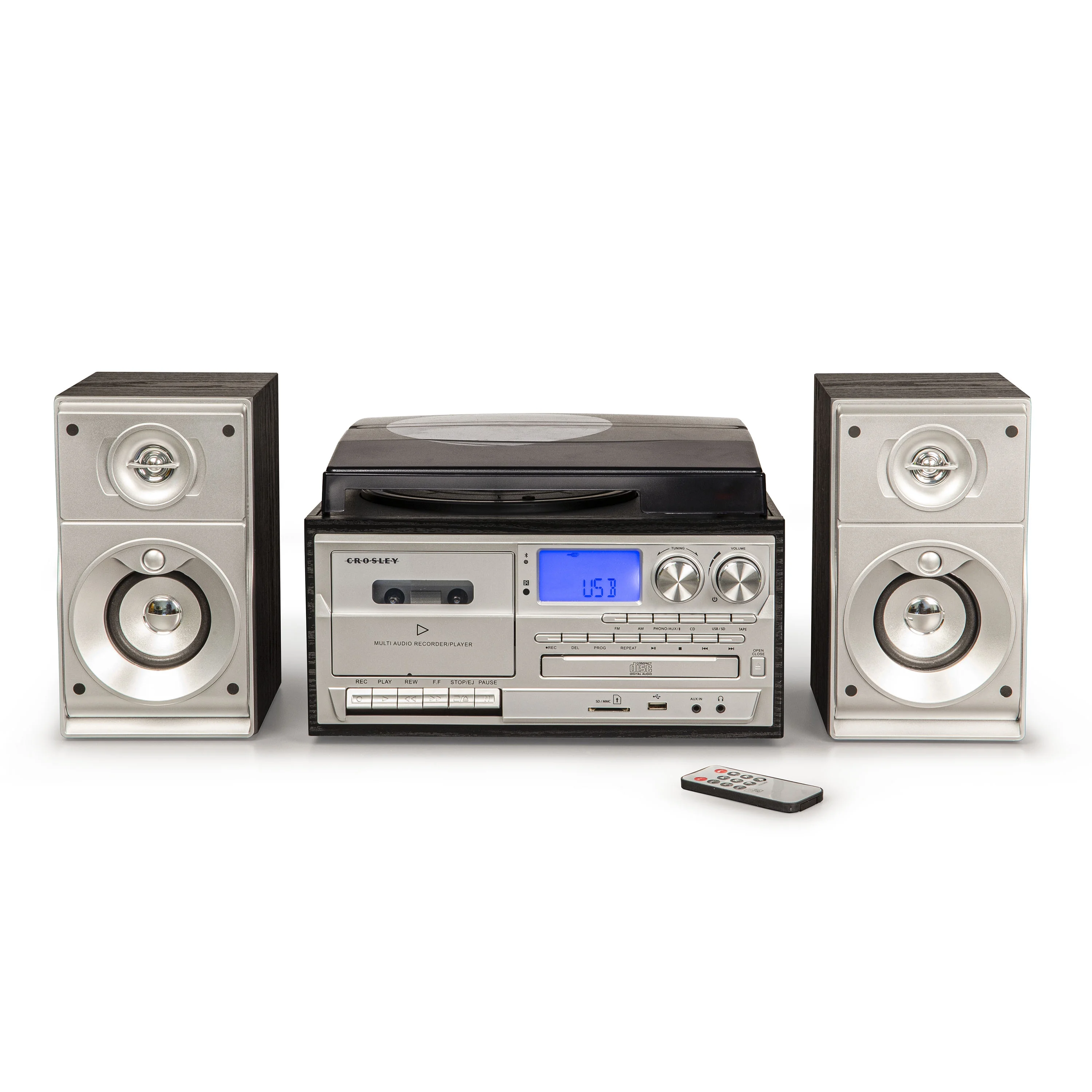 Crosley Eclipse Entertainment Center Vinyl Record Player with Speakers with wireless Bluetooth - Audio Turntables