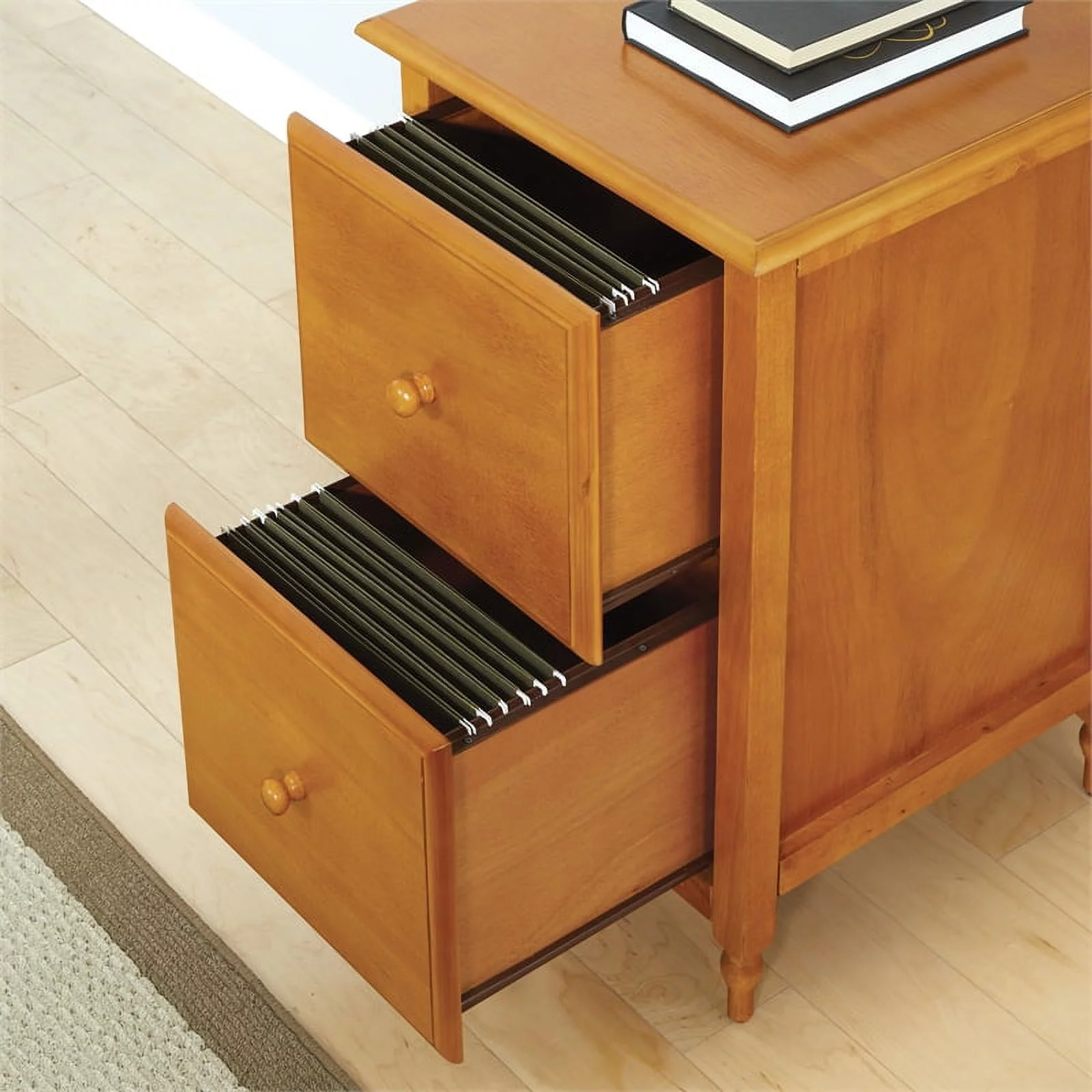 Pemberly Row Modern 2 Drawer Wood File Cabinet in Antique Cherry