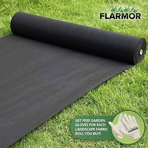 FLARMOR Pro Garden Landscape Fabric Heavy Duty - French Cloth Ground Cover One Roll 6x300 ft 1.8 oz