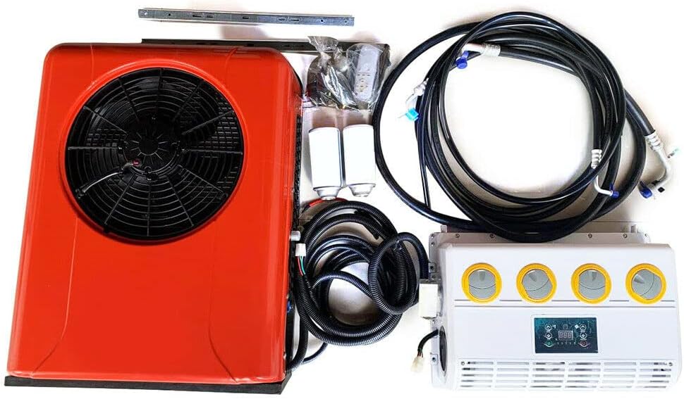 12V Electric AC Unit Truck Air Conditioner Truck Cab Air Conditioner for RV Truck Caravan Excavator Tractor
