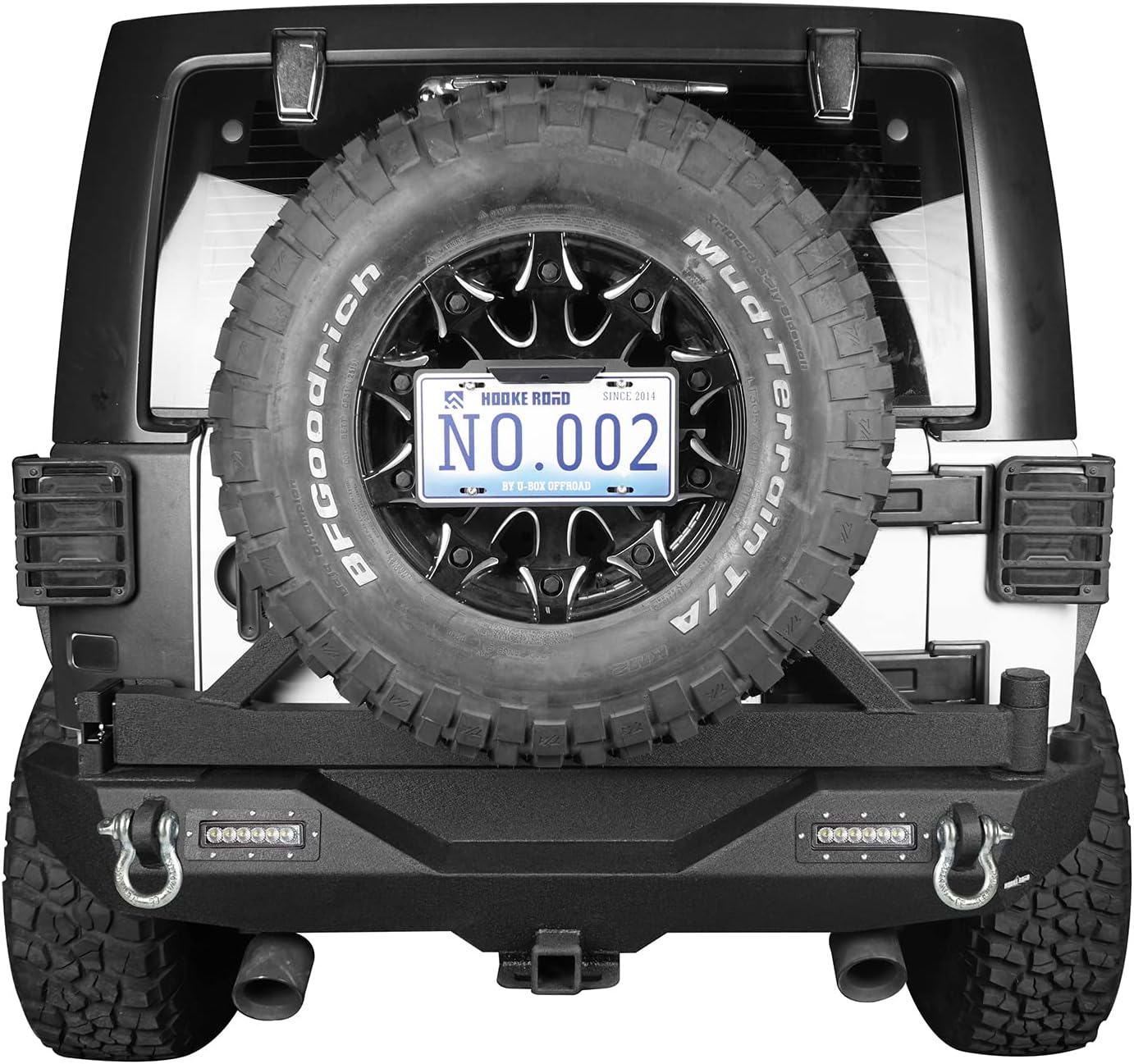 u-Box JK Wrangler Front & Rear Bumpers Combo w/ Winch Plate & Spare Tire Carrier & LED Lights & D Rings Compatible with Jeep JK Wrangler 07-18