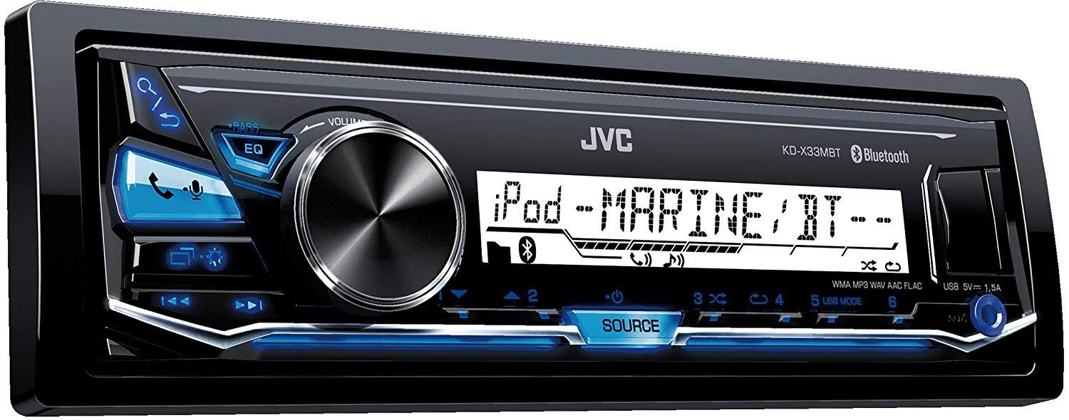 JVC Marine Vehicle Stereo Receiver with Bluetooth and USB Inputs