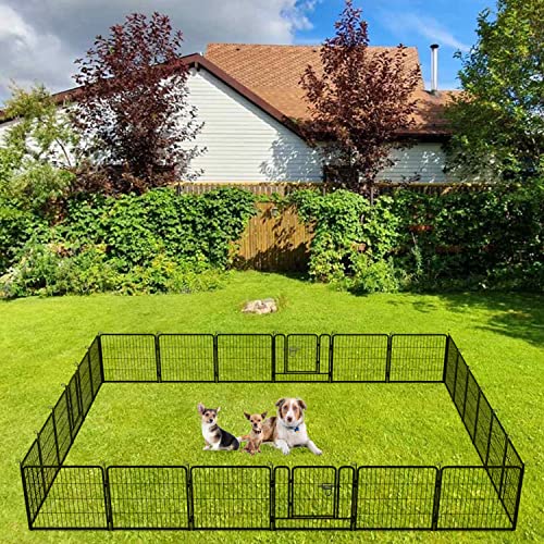 BestPet Dog Playpen Indoor 40 inch 16 Panels Metal Dog Pen Pet Dog Fence Outdoor Exercise Pen with Doors,Pet Puppy Playpen for RV Camping Yard, Black
