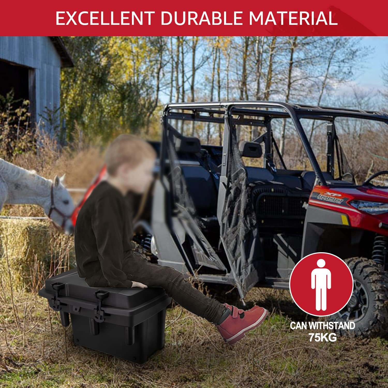 HAKA TOUGH Ranger Storage Box, Ranger Bed Trunk Cargo Tool Box Compatible with 2009+ Polaris Ranger Crew Ranger XP General 1000 Cfmoto Uforce 500/800 Accessories
