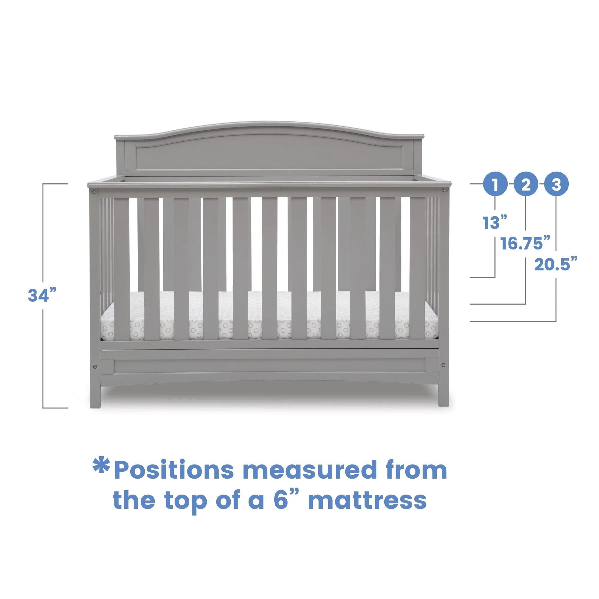 Delta Children Emery 4-in-1 Convertible Baby Crib, Grey
