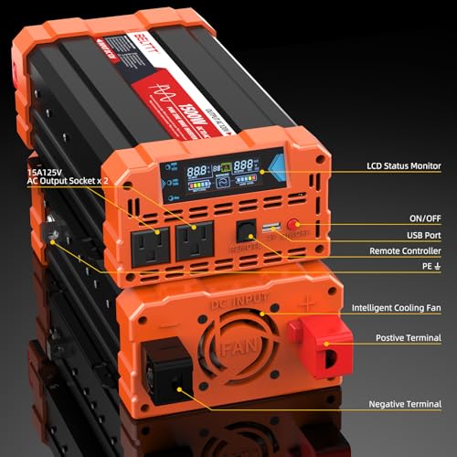 BELTTT 2000W Pure Sine Wave Inverter, Car Power Inverter 12V to 120V AC Converter for RV, Truck, Solar, Outdoor with Dual AC and 20A Socket, 5V 2.1A USB, Surge 4000W, Hardwire Port, Remote Controller
