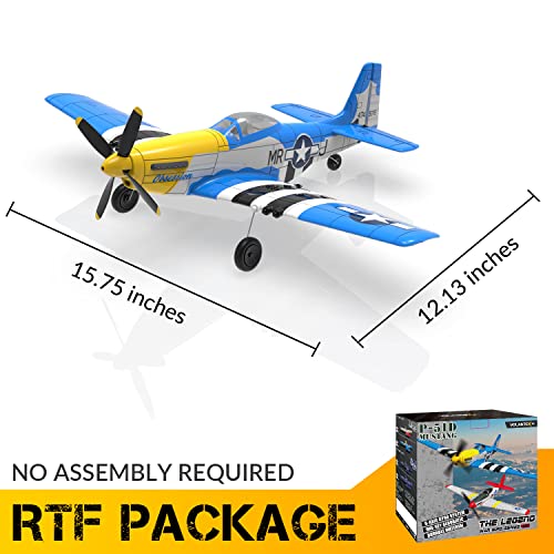 VOLANTEXRC RC Plane, 4 Channel Remote Control Airplane Fighter RTF with 6-Axis Gyro, 3 Modes & Aerobatics Easy to Fly, 2.4GHz Radio Controlled Aircraft for Beginners, Boys & Adults, P51D Mustang, Red