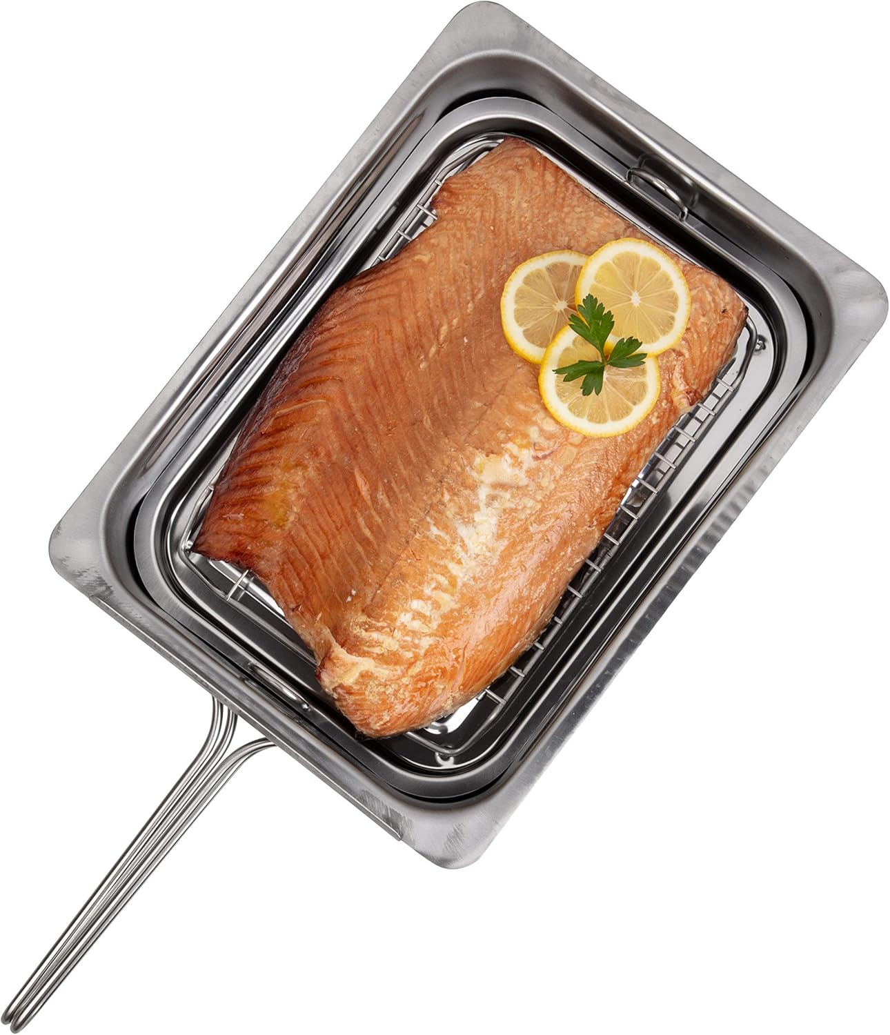 Camerons Large Stovetop Smoker w Wood Chips and Recipes - 11" x 15" x 3.5" Stainless Steel Smoker
