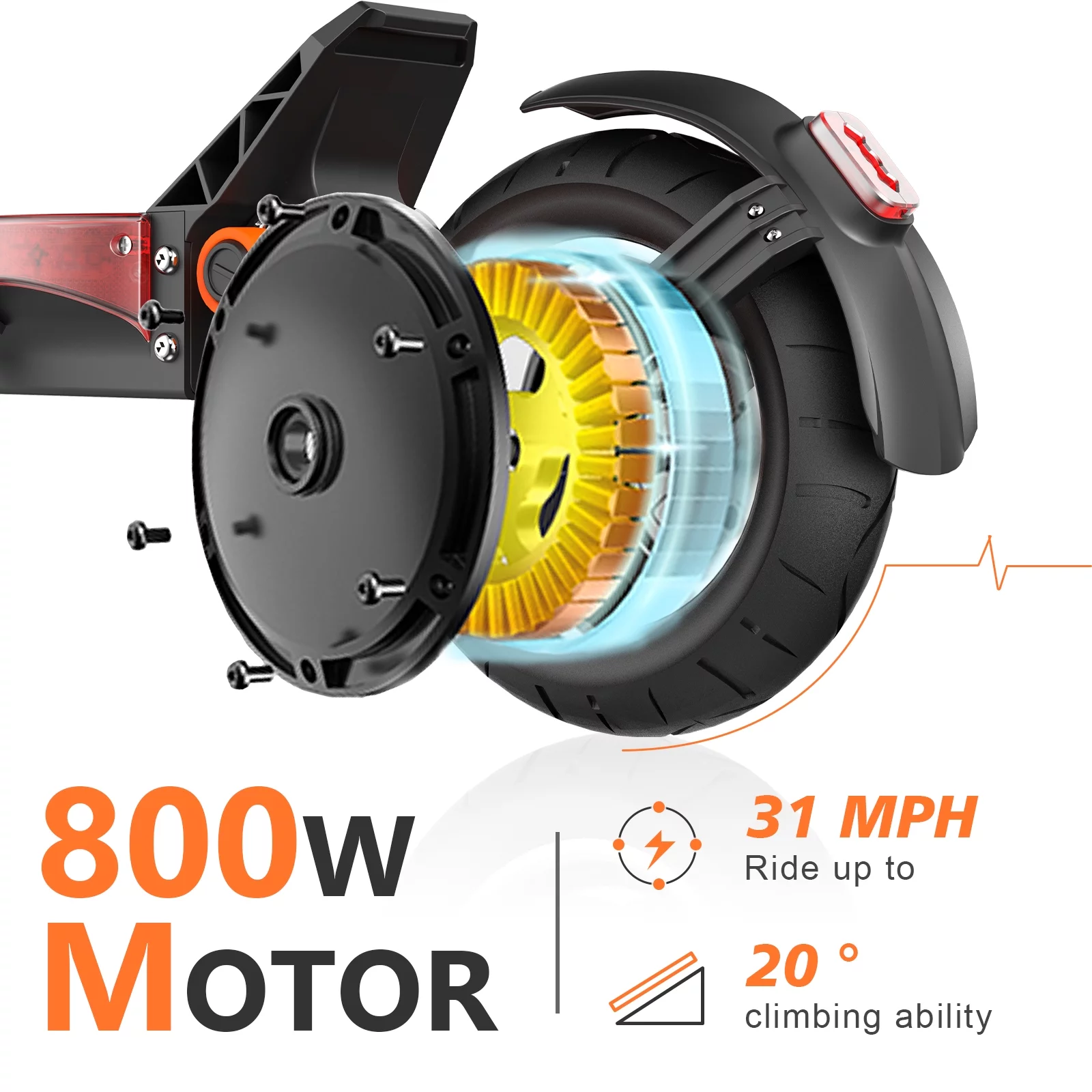 JOYOR Electric Scooter, 800W Motor Up to 31 MPH & 34 Miles Ranges, 10" Pneumatic Tires Commuter Adult Electric Scooter