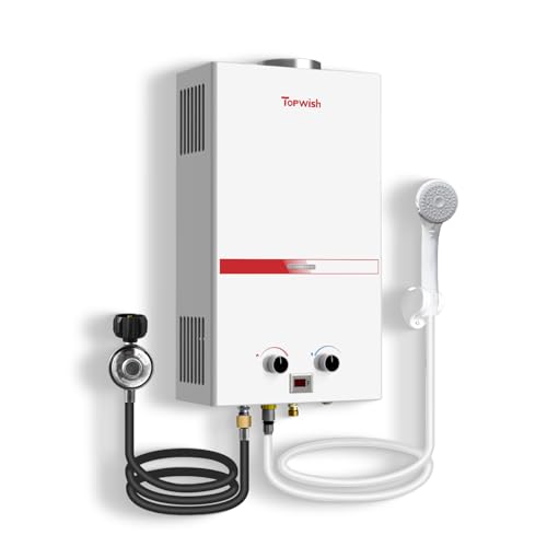Propane Water Heater Tankless, 10L Portable Water Heater, 2.6GPM Portable Hot Water Heaters with Multi-Protection, Instant Camping Water Heaters for Camping, Outdoors Shower, RV Shower, White