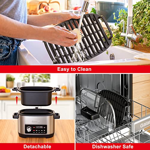 Galanz Electric Pressure Cooker & Air Fryer with Preset Programs Including Slow Cook, AirFry, Dehydrate, Rice, Grill, Roast, Steam, Beans, Stew, Warm,Stainless Steel