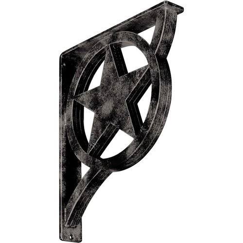 Ekena Millwork BKTM02X12X15TAUAWS 2x22W x 12x22D x 15x22H Austin Wrought Iron BRACKET, (Triple Center brace), Antiqued Warm Silv