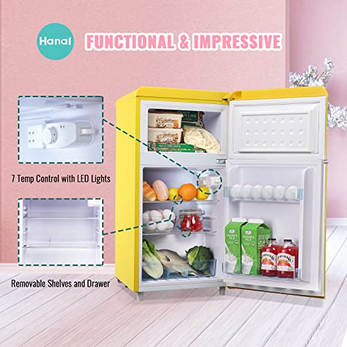 WANAI mini fridge with freezer dual door