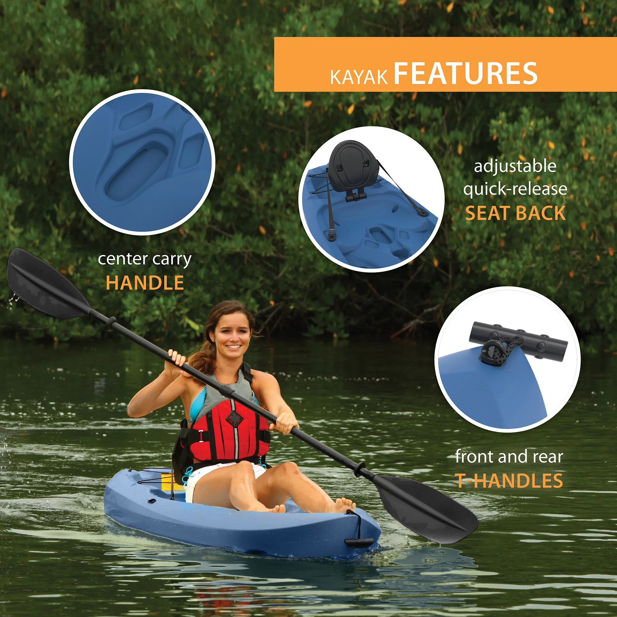 Lifetime Daylite 8 ft Sit-on-top Kayak (Paddle Included), Dark Blue