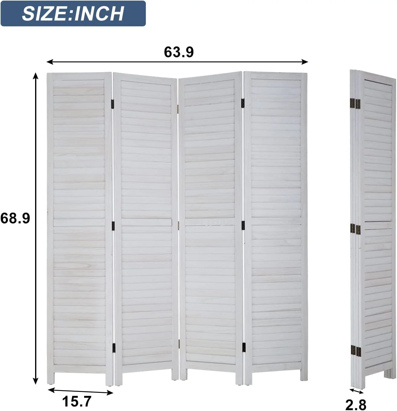 Room Divider Partition 4 Panel Privacy Screen Folding Screen Wood Frame Screen for Home Office Bedroom - Curated Treasures Market
