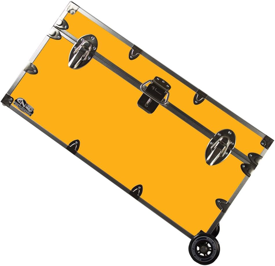 C&N Footlockers College Dorm Room & Summer Camp Lockable Trunk Footlocker with Wheels - Undergrad Trunk Available in 20 Colors - Large: 32 x 18 x 16.5 Inches (Black)