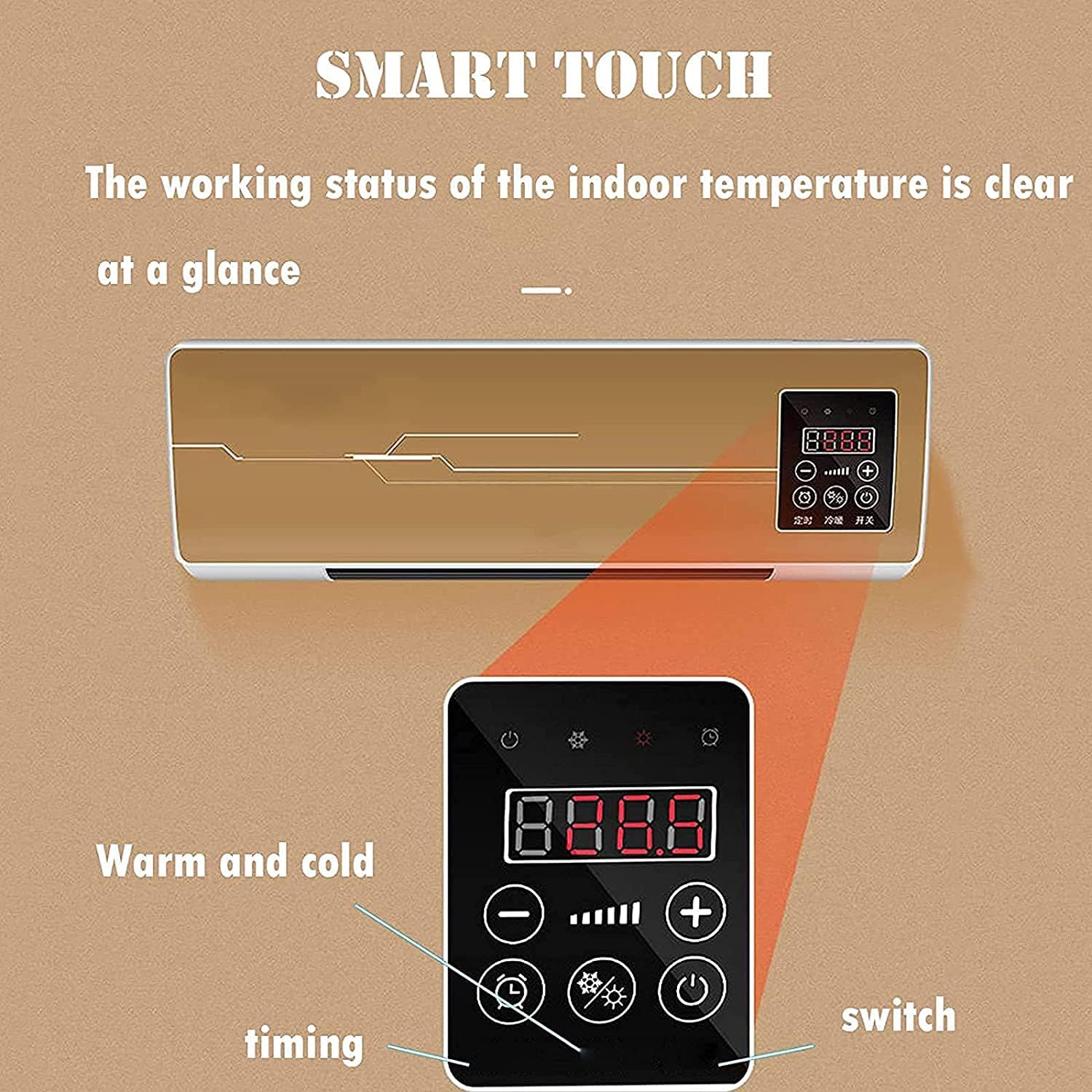 Wall Mounted Electric Heater-Bathroom Fan Heater Withtat, Led Display,6H Timing,Remote Control,Ceramic Space Heater,Quiet and Energy Saving 2000W