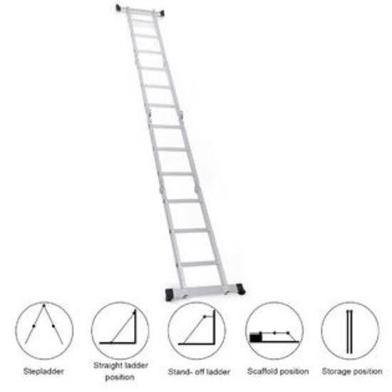 Gymax 12.5ft Multi Purpose Folding EN131 Aluminum Scaffold Ladder Step