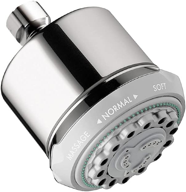 hansgrohe Clubmaster 4-inch Easy Clean Easy Install Showerhead Modern 3-Spray Full, Pulsating Massage, Soft spray with QuickClean in Chrome, 28496001