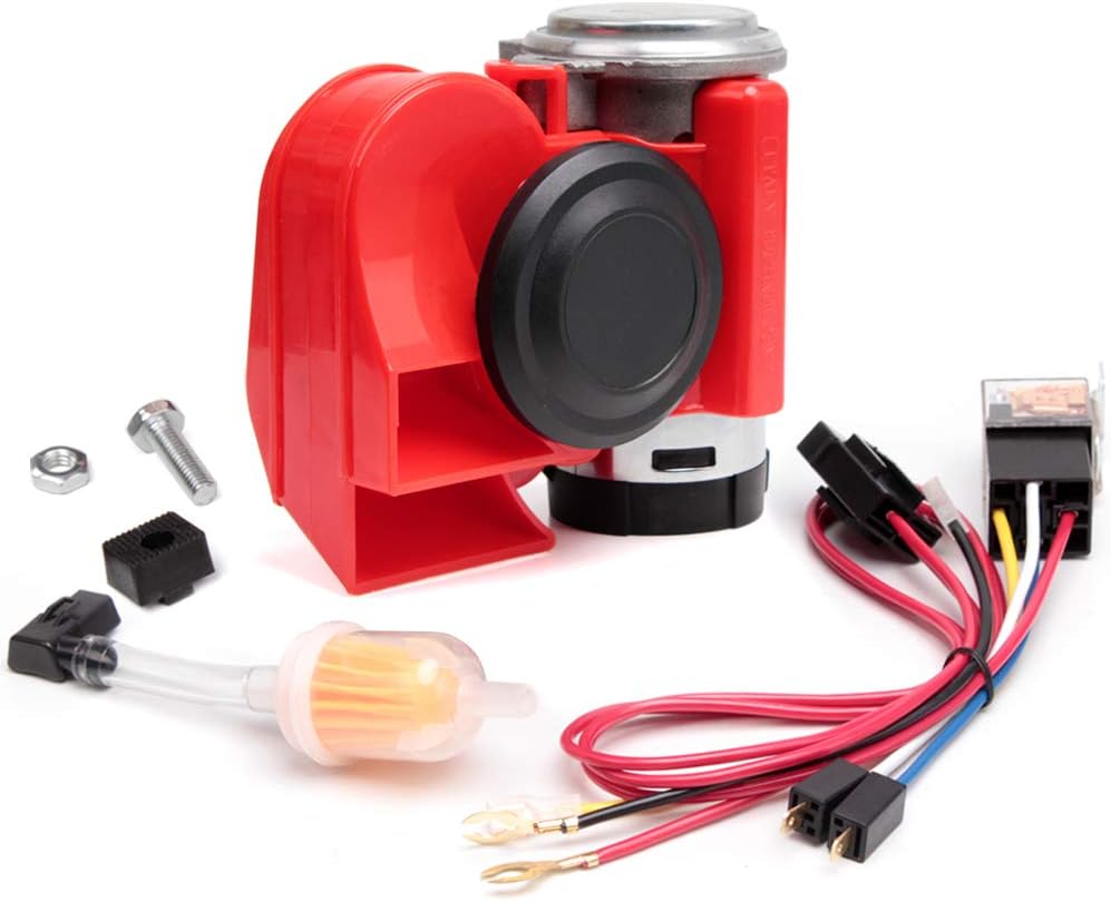 FARBIN Train Horn for Truck 12v 150db Loud Car Horn Snail Air Horn with Relay Harness for Any Vehicles(12V, black horn)