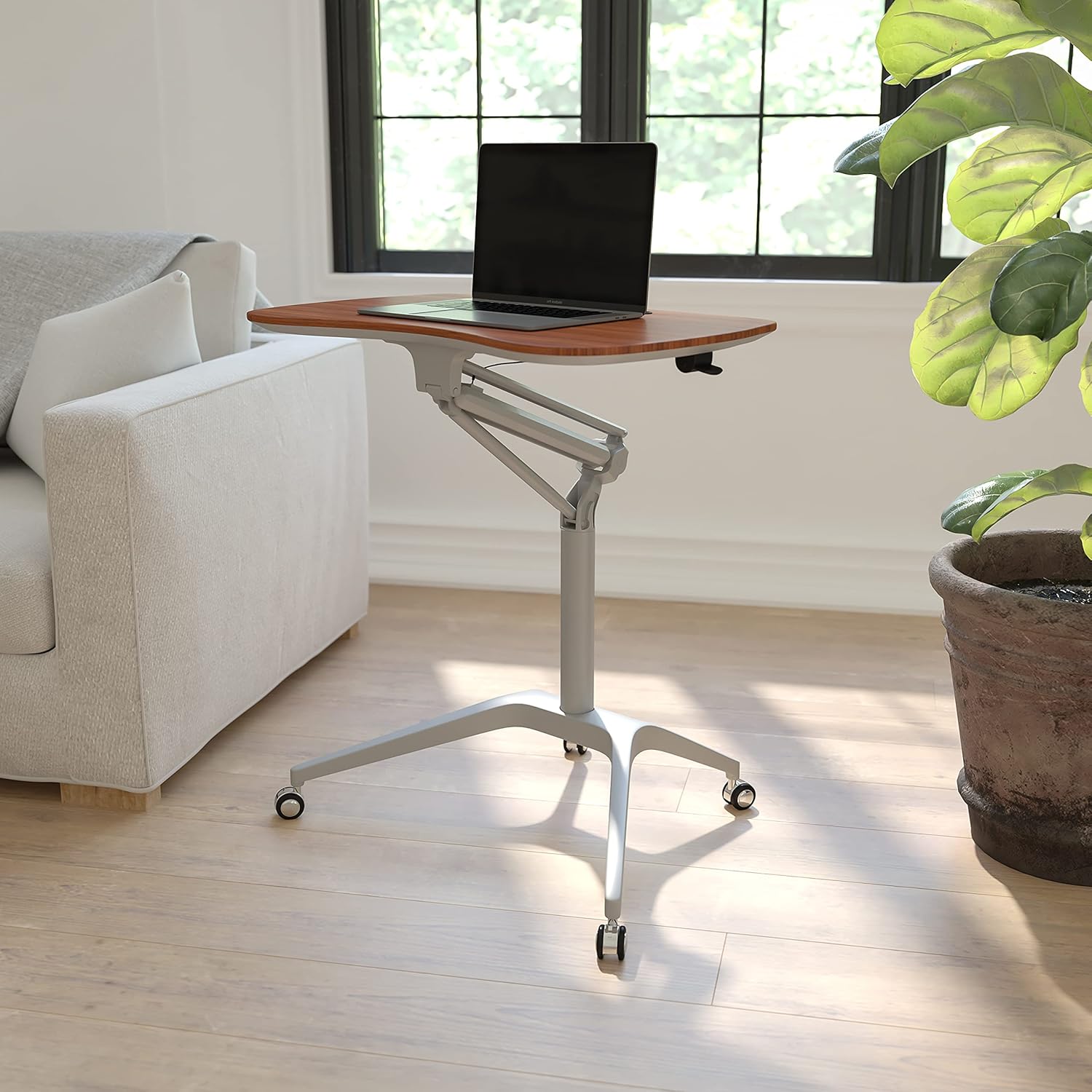 Flash Furniture Mobile Sit-Down, Stand-Up Black Computer Ergonomic Desk with 28.25"W Top (Adjustable Range 29" - 41")