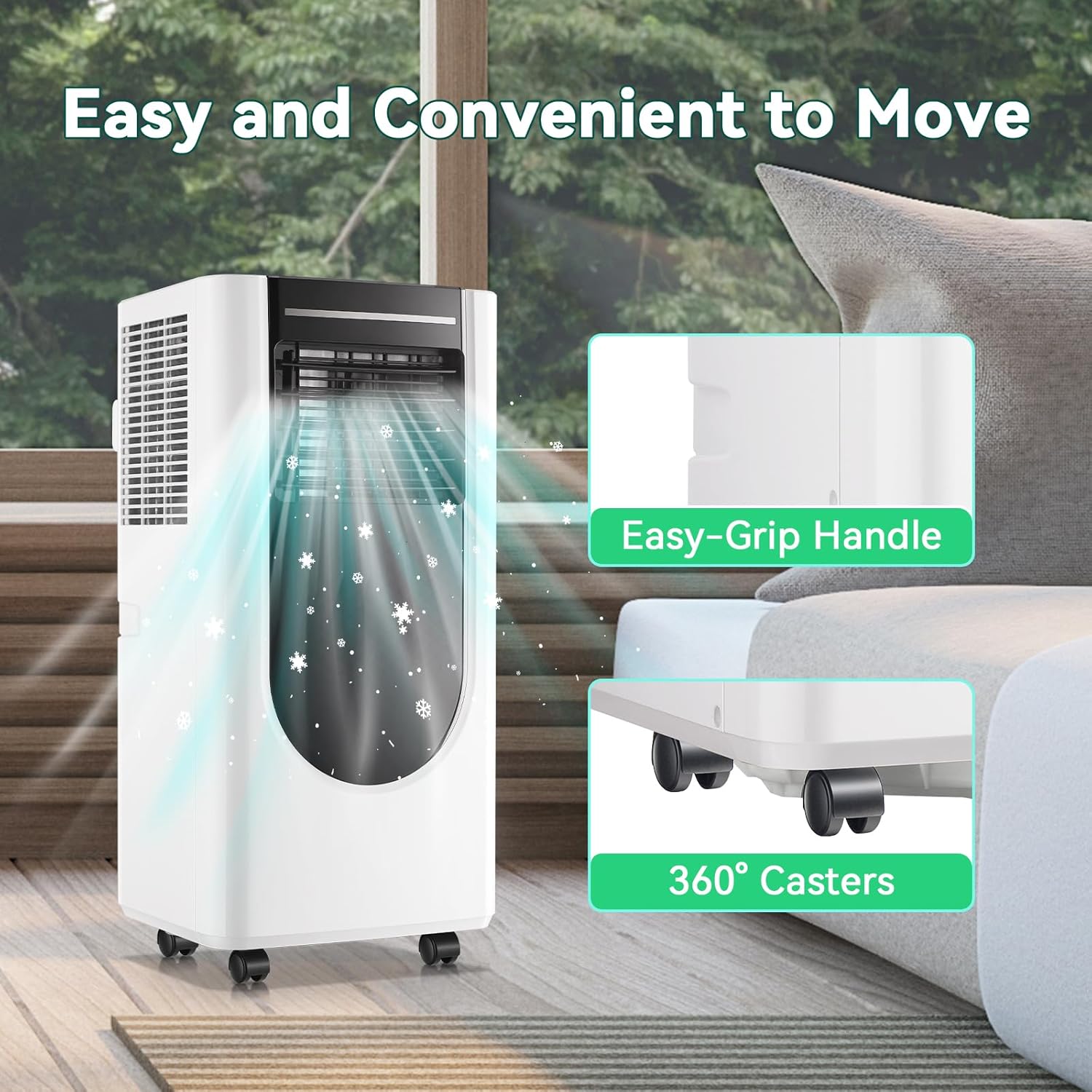 WANAI Portable Air Conditioner 8,000 BTU ASHARE(5,000 BTU SACC), Portable AC Cool Rooms up to 250 Sq.Ft, 3-in-1 AC Unit with Remote Control&24H Timer, Window Kit Included