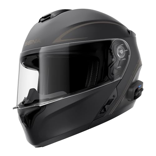 Sena Outrush R Bluetooth Modular Motorcycle Helmet with Intercom System (Matte Black, XL)