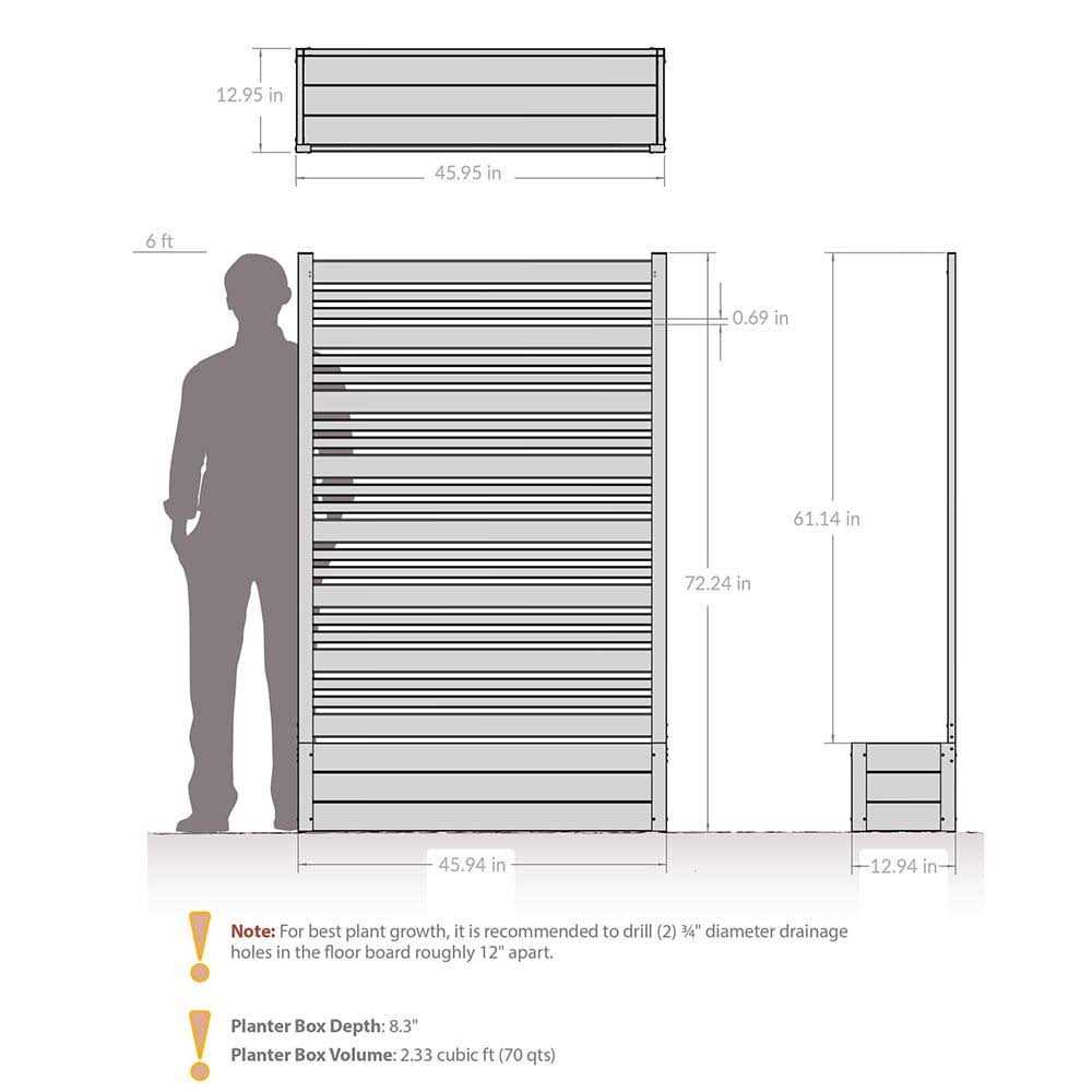 Enclo Privacy Screens 6ft Florence Freestanding WoodTek Vinyl Outdoor Privacy Screen and Planter Box Kit - Shop Hardware Tools Online Store