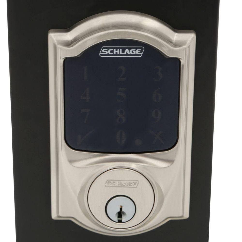 Schlage Connect Camelot Satin Nickel Touchscreen Deadbolt with Alarm