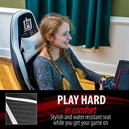 Deco Gear Ergonomic Foam Gaming Chair with Adjustable Head and Lumbar SUPPORT, White