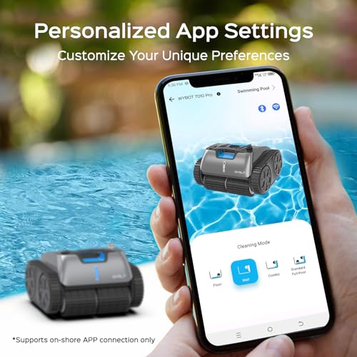 (2024 New) WYBOT C1 Pro Robotic Pool Cleaner Vacuum with APP, Manual Mode Switching & Wall Climbing, 65W Suction Power, 150 Mins, 1614 sq.ft, Intelligent Route Planning, Ideal for Inground Pools