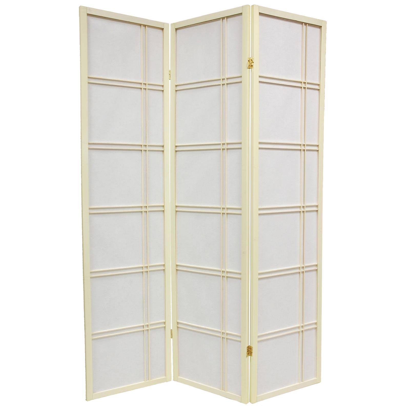 Oriental Furniture 6 ft. Tall Double Cross Shoji Screen - Special Edition - 5 Panel - Ivory