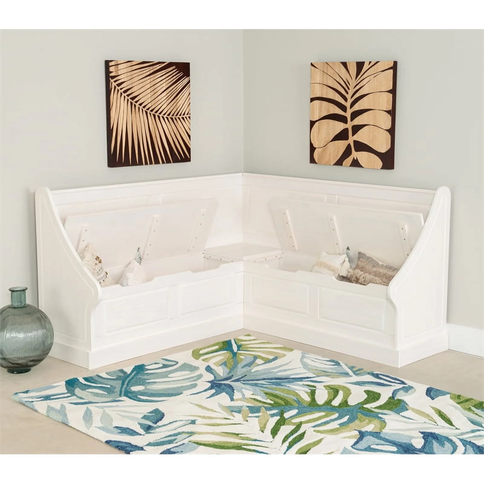 Linon Troyin Wood Corner Breakfast Nook in White