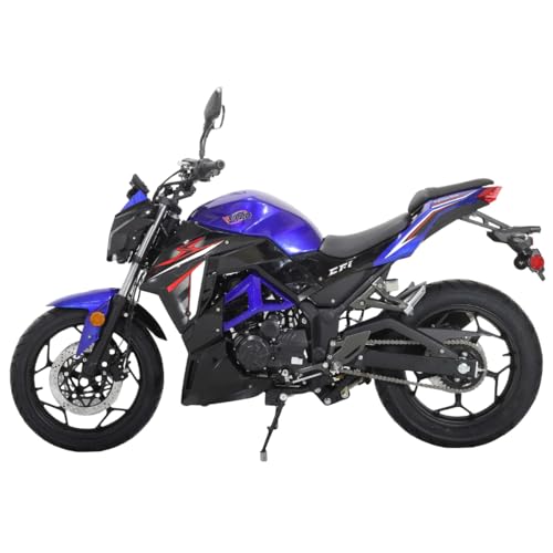 X-PRO Python 250 Electronic Fuel Injection Street Motorcycle with Manual Transmission, Electric Start! 17" Wheels! Assembled In Crate! (Black)