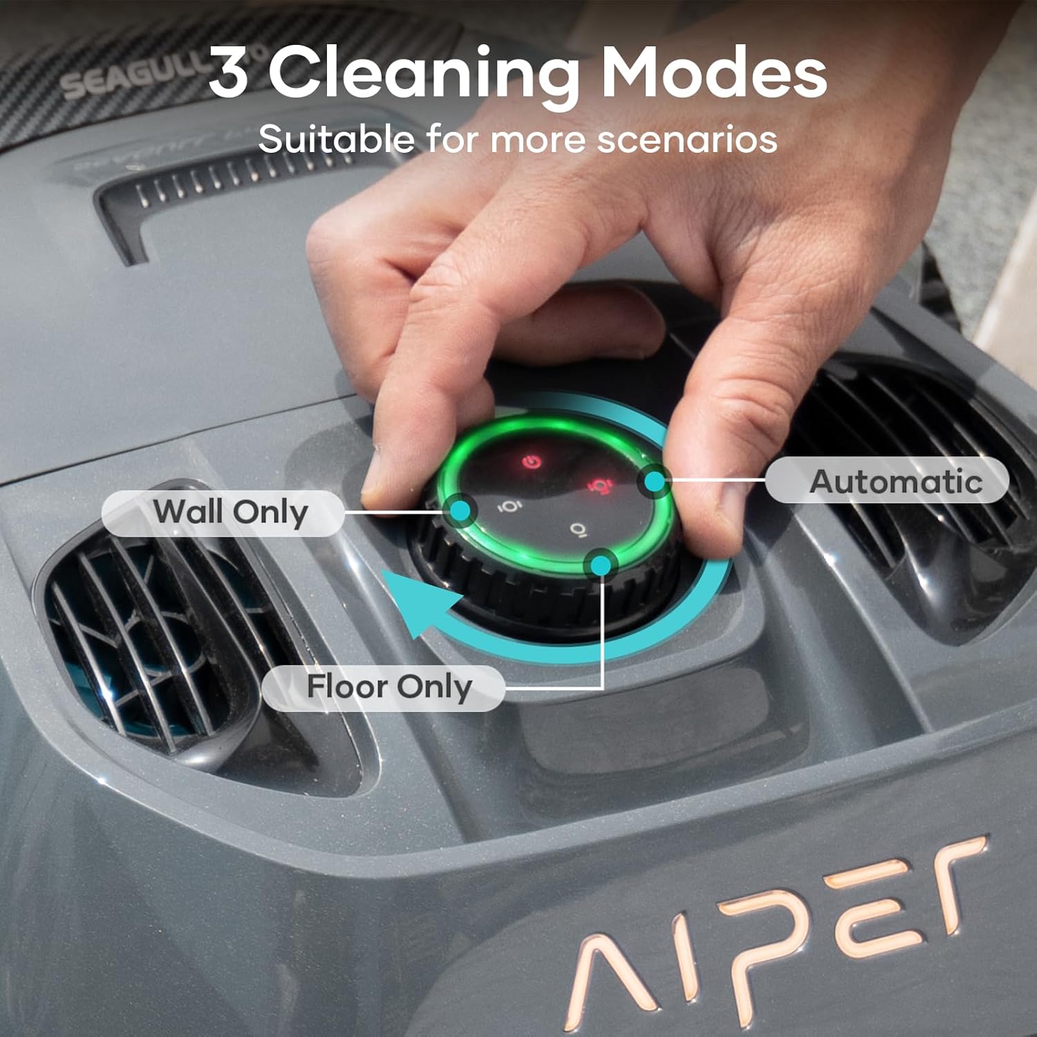 AIPER Seagull Pro Cordless Robotic Pool Cleaner, Smart Navigation Pool Vacuum Cleaner Lasts up to 150 Mins, Pilot H2 Handheld Pool Vacuum Cleaner for In-ground and Stubborn Corners