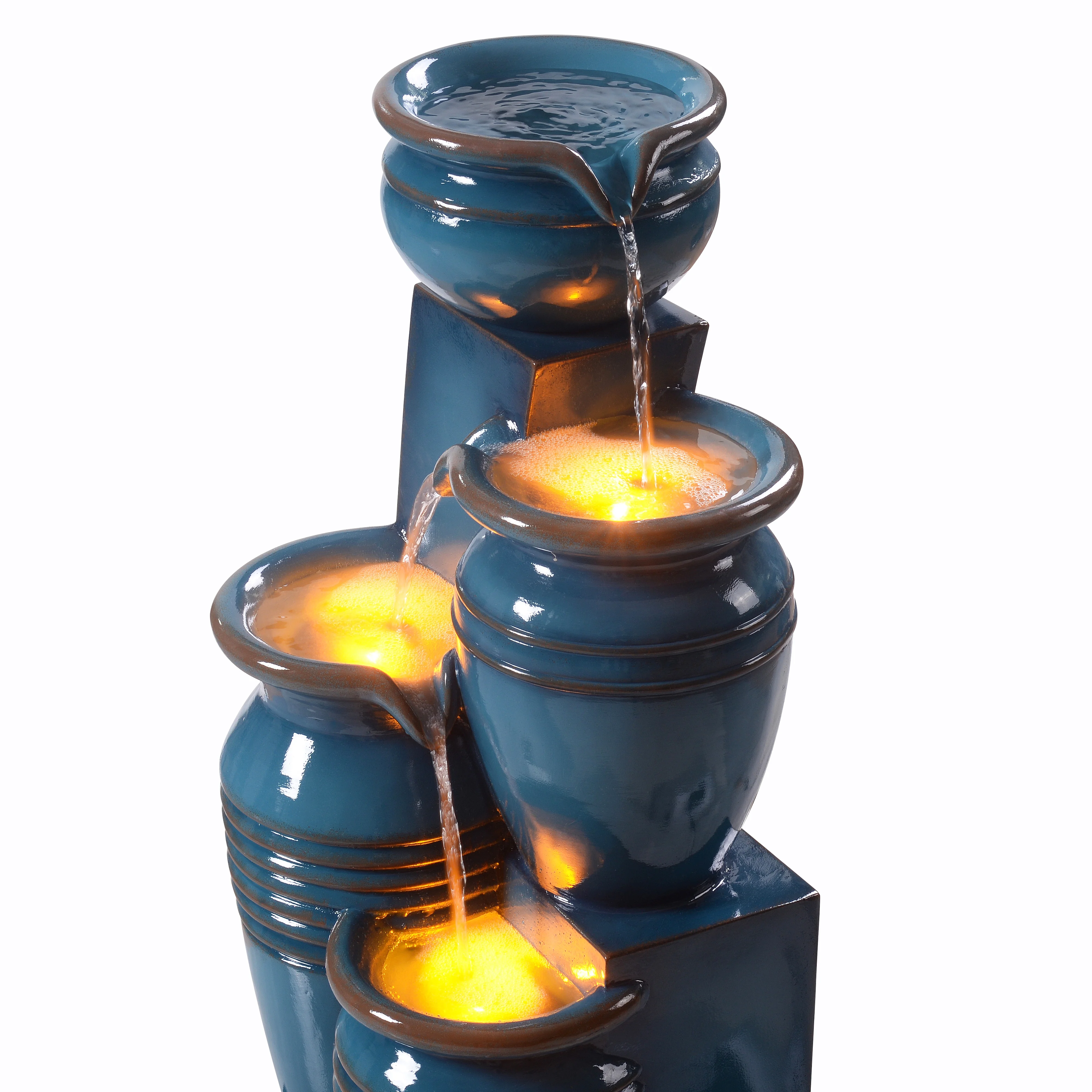 Teamson Home Outdoor 28.7" 4 Tier Cascading Bowl Solar Fountain Blue
