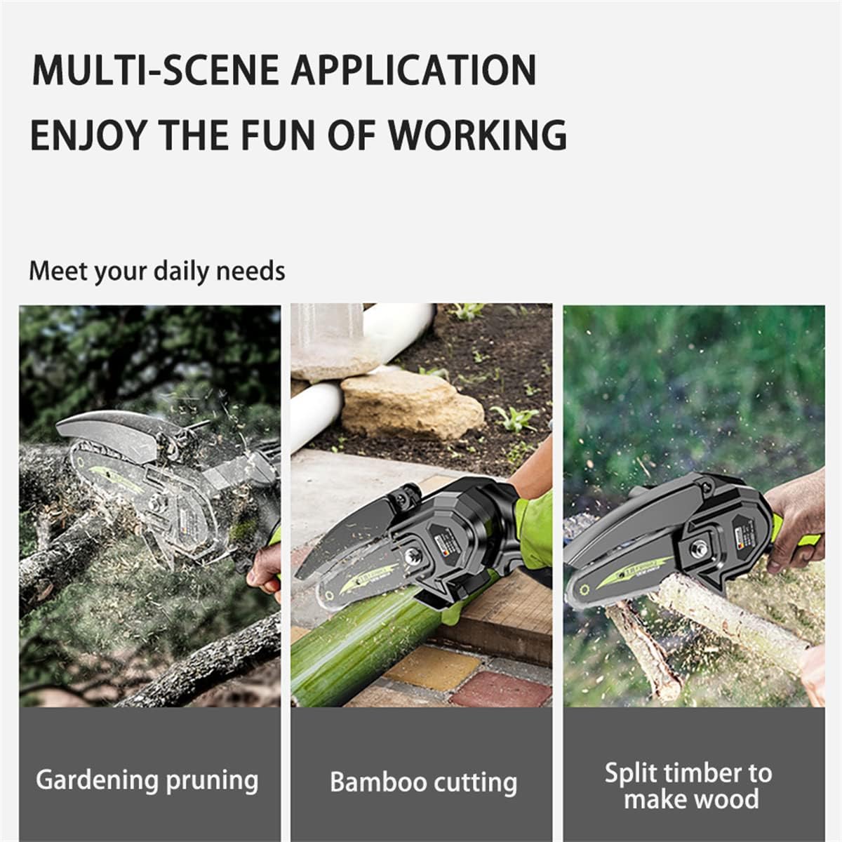 DOCFUN Mini Chainsaw Cordless with 2 Pcs 24V Rechargeable Battery, Portable One-Handed Chainsaw for Tree Trimming Branch Wood Cutting and Gardening Pack of 2
