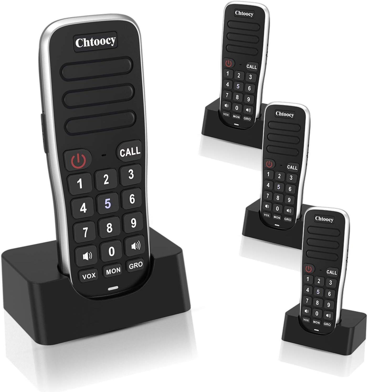 Rechargeable Intercoms Wireless for Home 5280 Feet Range 10 Channel, Chtoocy Handheld Wireless Intercom System for Home Business Office, Room to Room Communication System Expandable (4 Packs, Black)