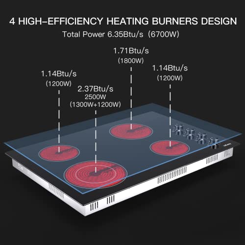 Electric Cooktop 30 inch Ceramic Stove 4 Burners Built-in Stove Top