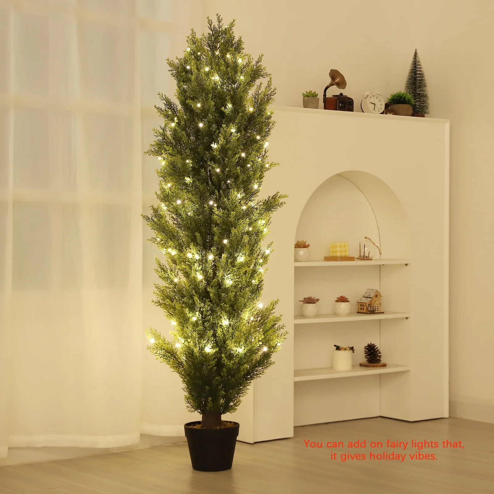 Poetree 2 Pack Artificial Tree 5 FT Artificial Cedar Topiary Trees for Outdoors Potted Fake Pine Trees Faux Evergreen Plants for Home Porch Decor