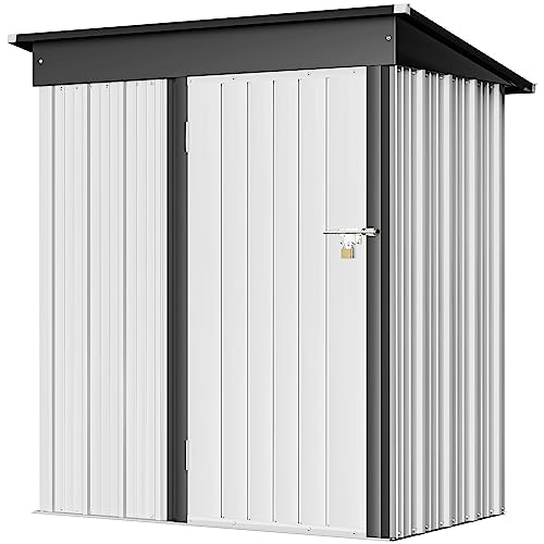 Greesum Outdoor Storage Shed 6 x 8 ft. Utility Tool Shed Metal Storage Garden Shed with Door & Lock for Patio Storage, Brown