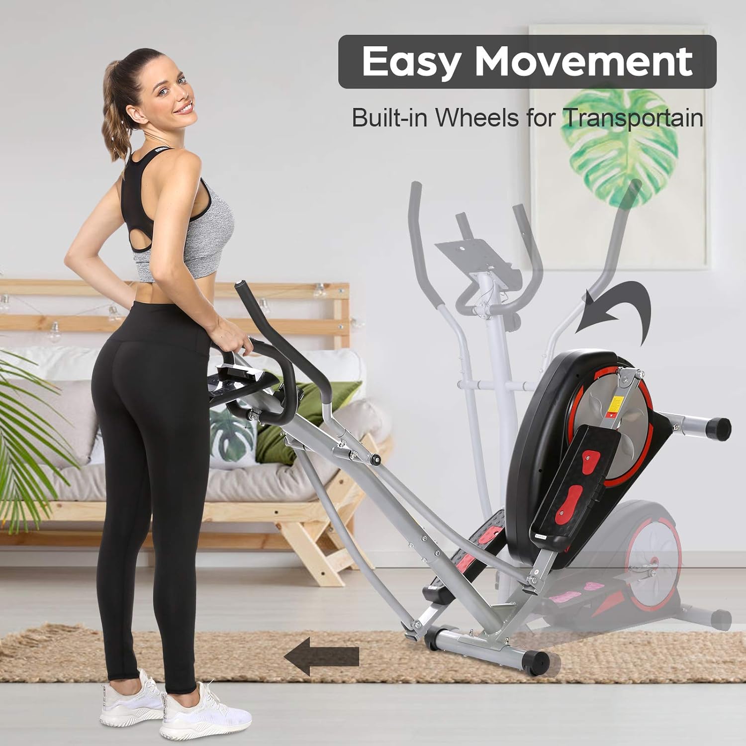 Elliptical Machine Magnetic Elliptical Training Machine for Home Use Elliptical Training Machines with LCD Monitor and Smooth Quiet Driven Pulse Rate Grips